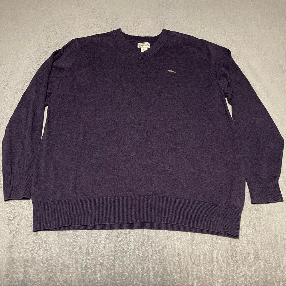 𝅺BOB Timberlake 100% cotton v-neck sweater size XL deep purple good condition